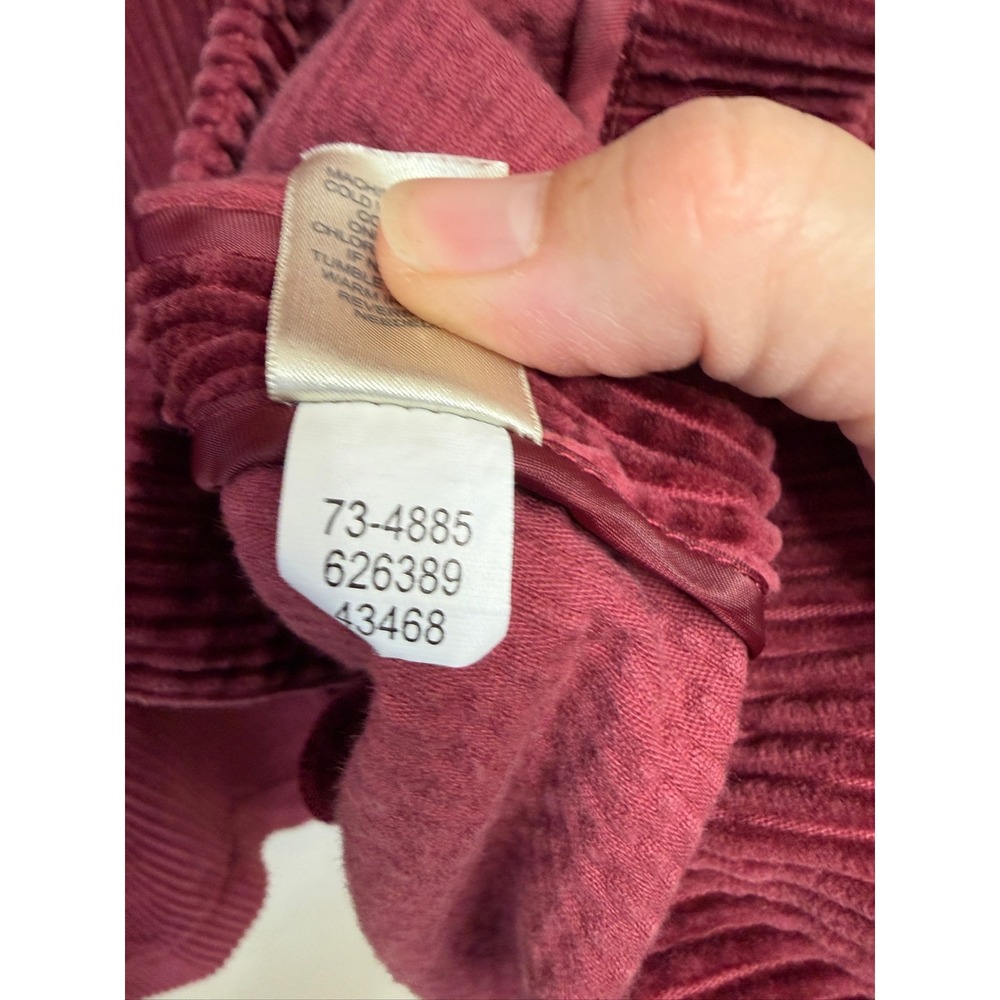 J. Jill Women's Corduroy Jacket Maroon Velvet Trim Button Front Chore Coat XL - Picture 8 of 8